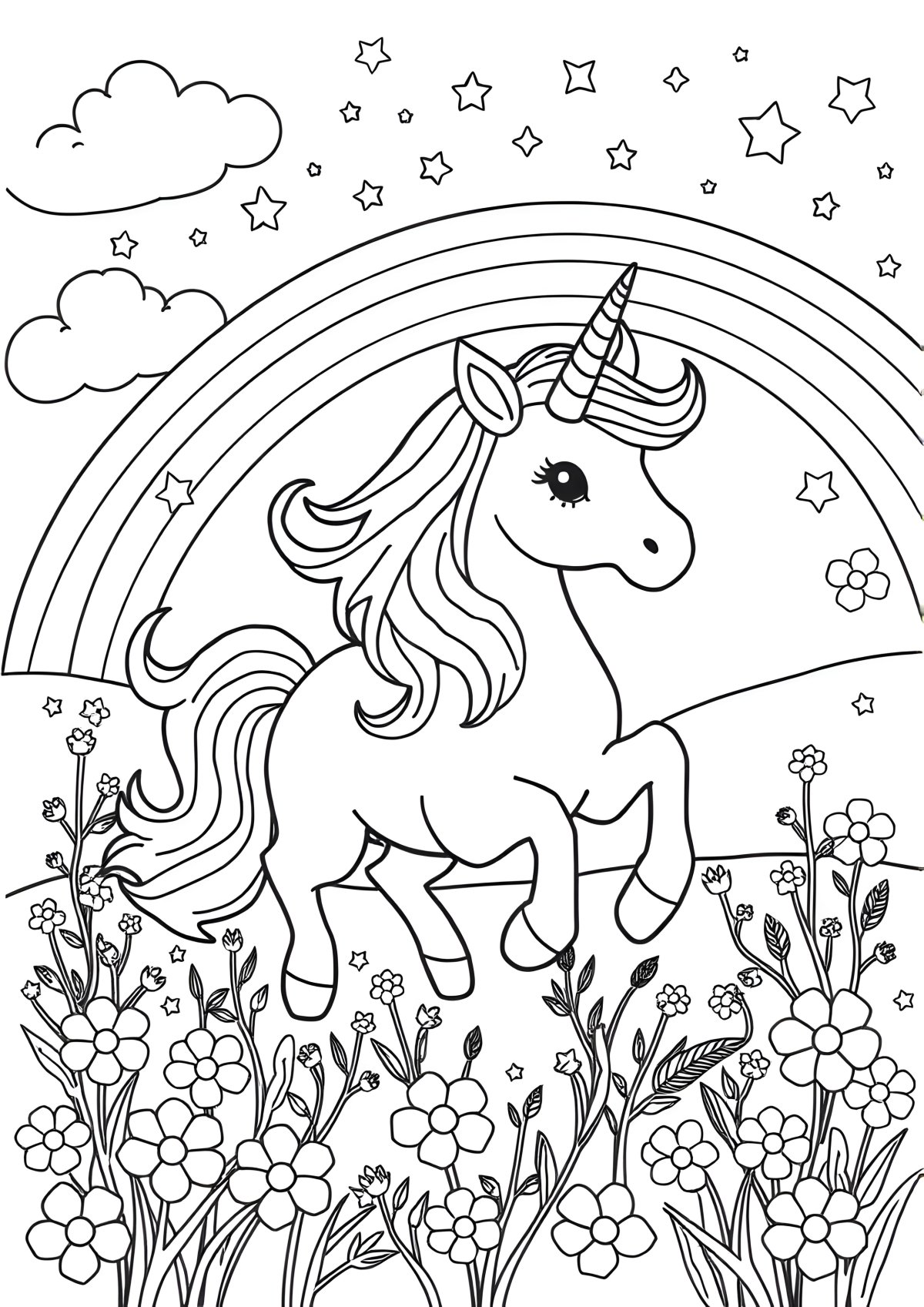 Unicorn Coloring Page Png coloring page for kids