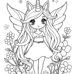 Unicorn Girl Printable Coloring Page coloring page for kids