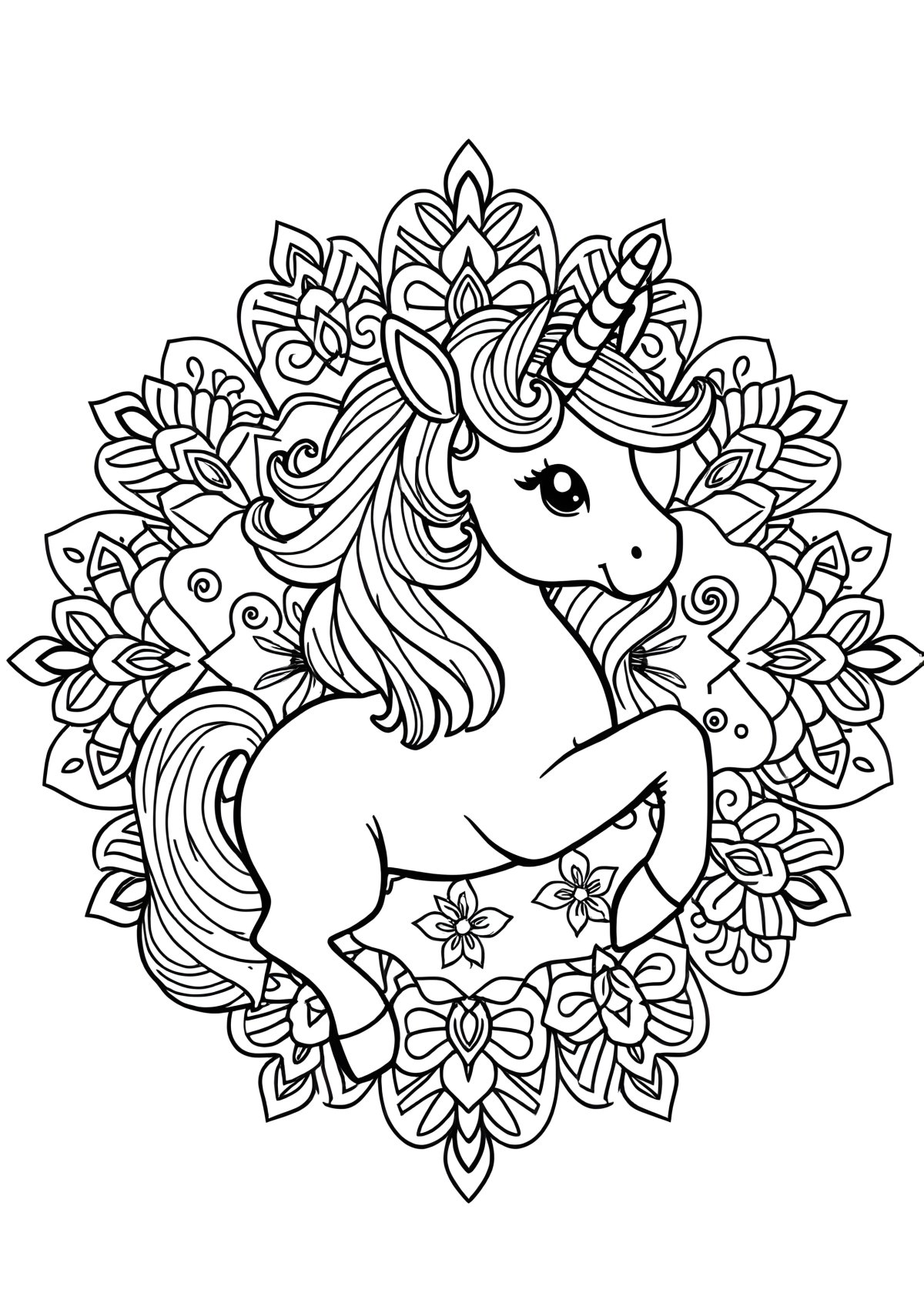 Coloring Sheet Unicorn Mandala Coloring Page coloring page for kids