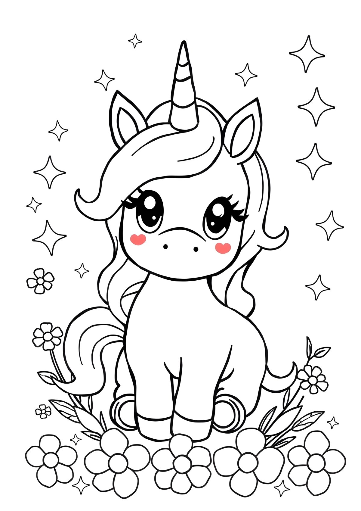 Kids Super Cute Cute Baby Unicorn Coloring Page coloring page for kids