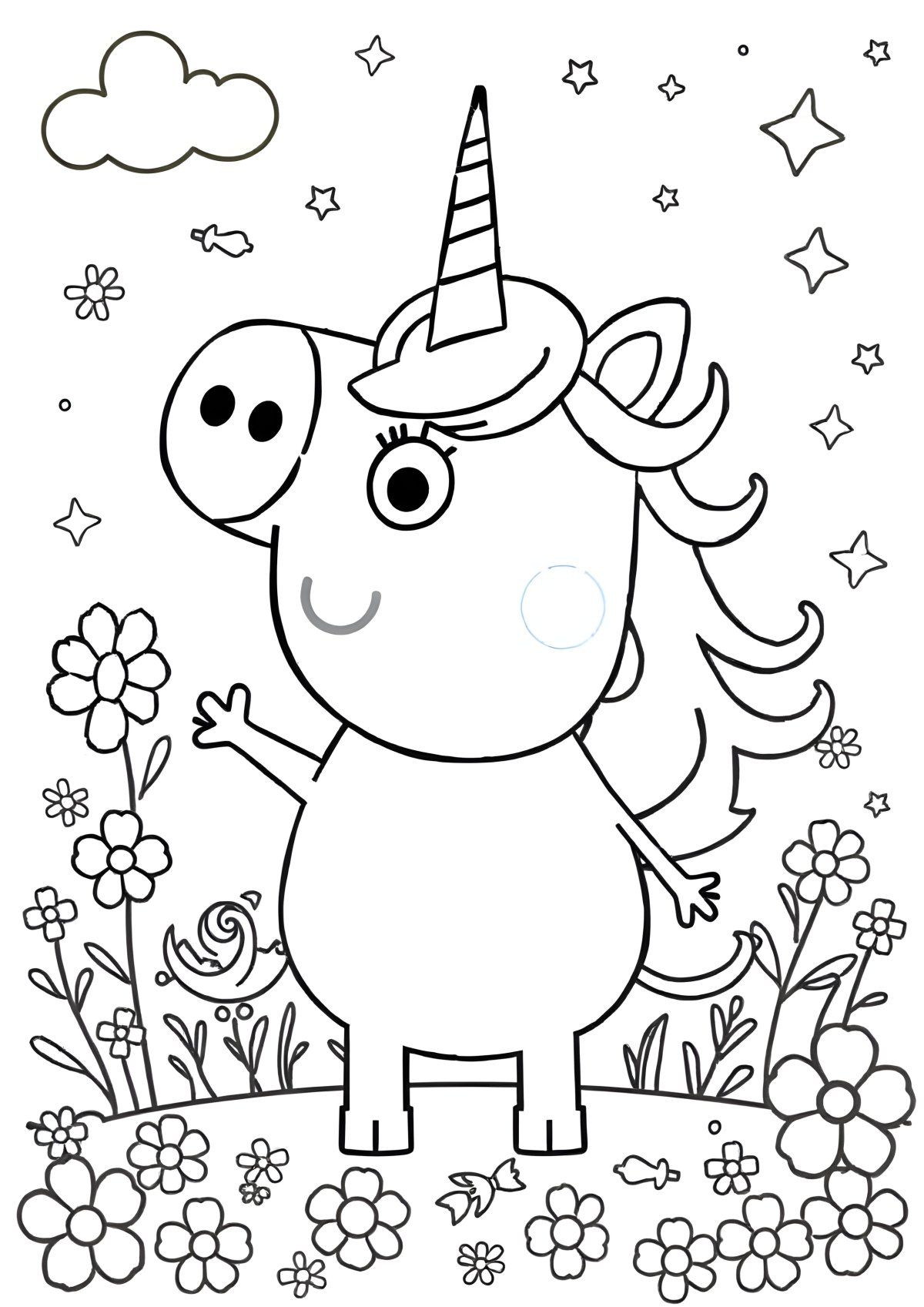 Peppa Pig Unicorn Coloring Page coloring page for kids