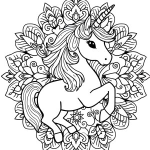 Free Printable Unicorn Mandala Coloring Page coloring page for kids