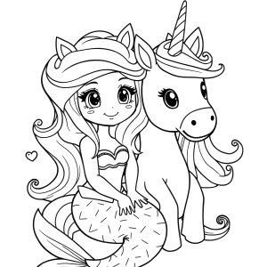 Mermaid Ice Cream Mermaid Cute Unicorn Coloring Page coloring page for kids