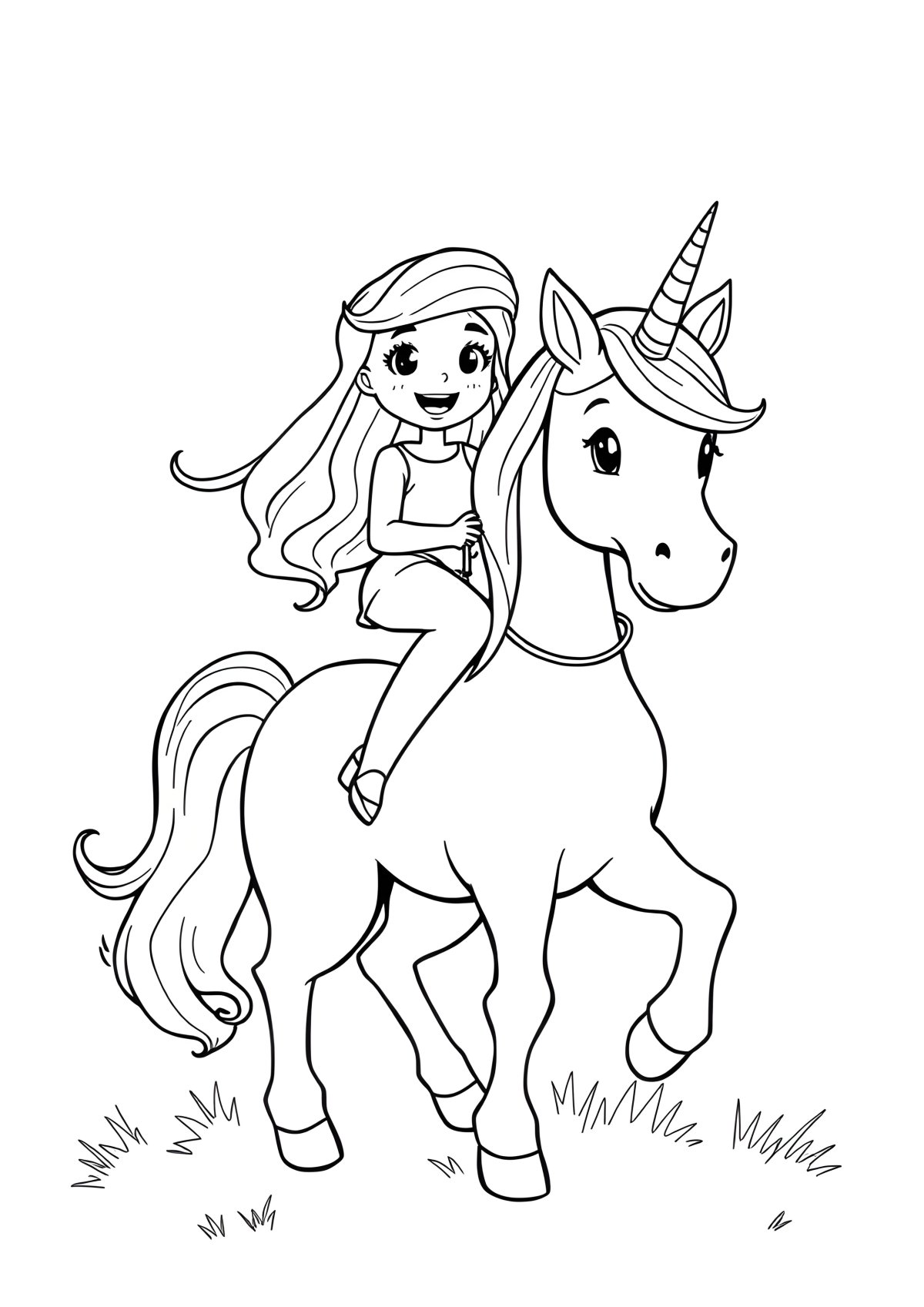 Phoebe And Her Unicorn Coloring Page coloring page for kids