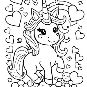 Unicorn Candy Coloring Page coloring page for kids