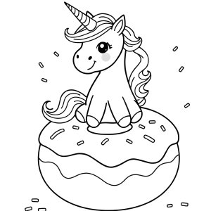 Unicorn Donut Colouring Page coloring page for kids